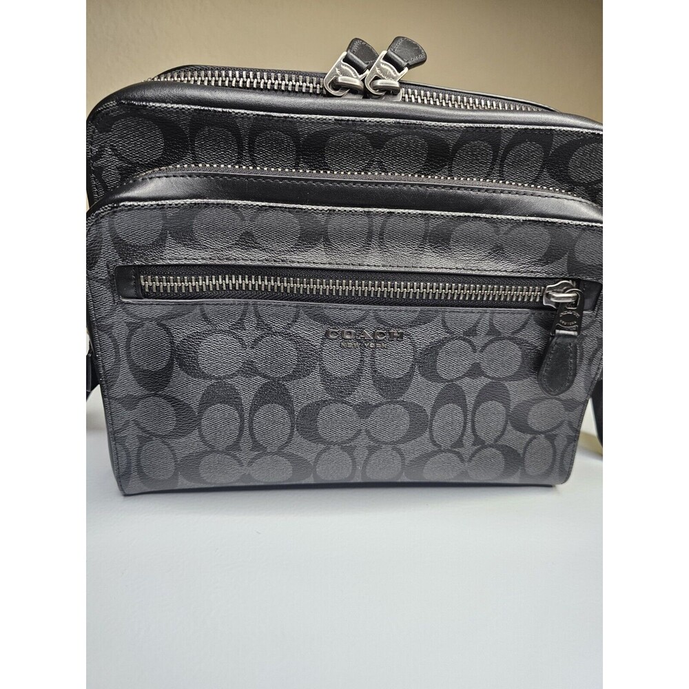 Coach West Camera Bag In Signature Canvas Black Crossbody Messenger Signature